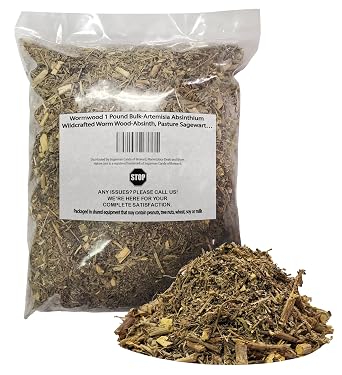 Wormwood 1 Pound Bulk-Artemisia Absinthium Wildcrafted Worm Wood-Absinth, Pasture Sagewart...