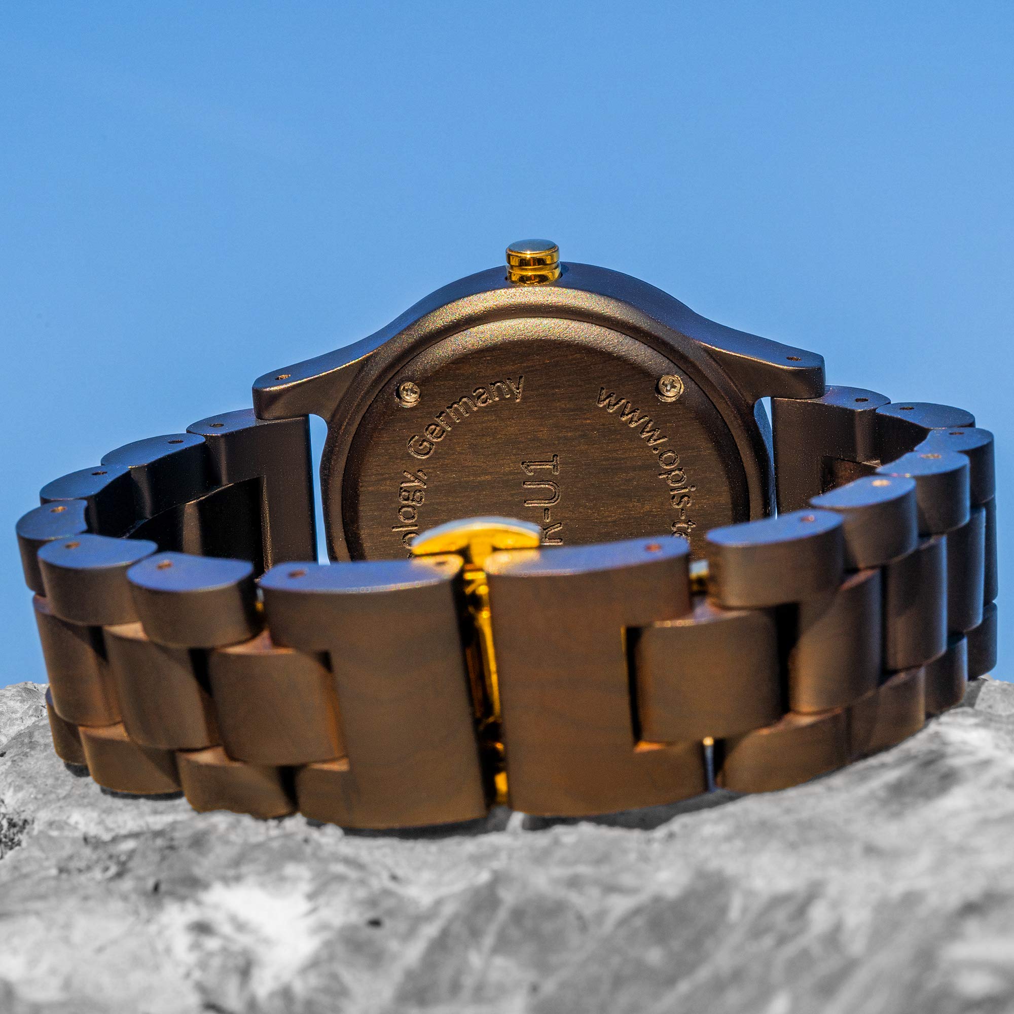 Opis Technology UR-U1 Orologio da Polso Unisex in Legno Naturale | Quadrante minimalista, cassa al quarzo. Wood watch da donna e da uomo, idea regalo, maglie regolabili.