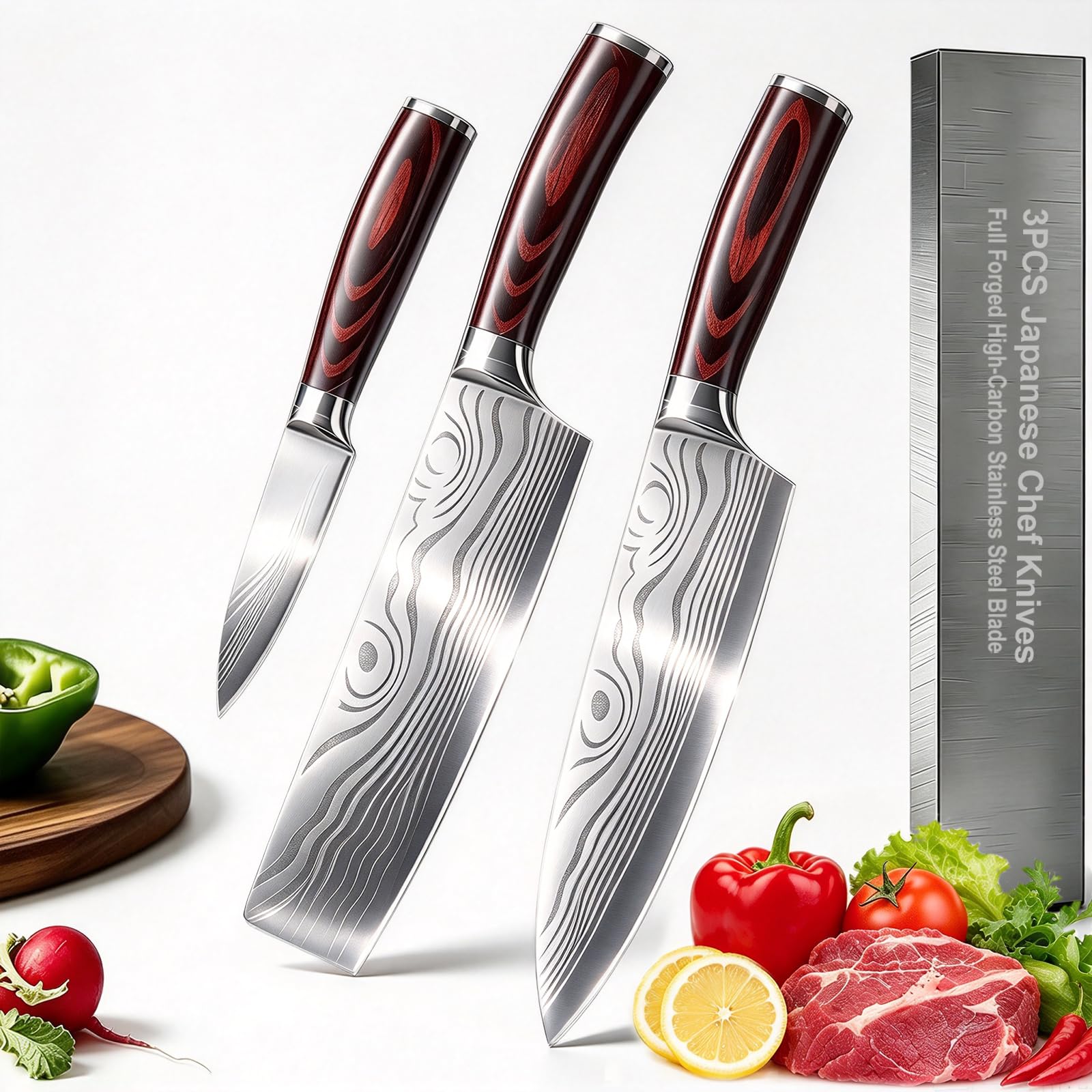 8" Japanese Chef Knife, High Carbon Steel, Ultra Sharp Cooking Knife — Amazon image 10
