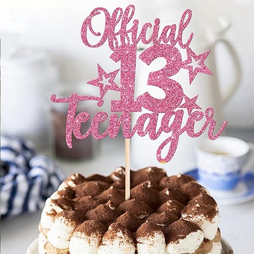 Miniatura 7 de Rsstarxi 1 paquete de 13 decoraciones oficiales para tartas de adolescentes con purpurina número 13 Cheers to 13 años para tartas de cumpleaños 13