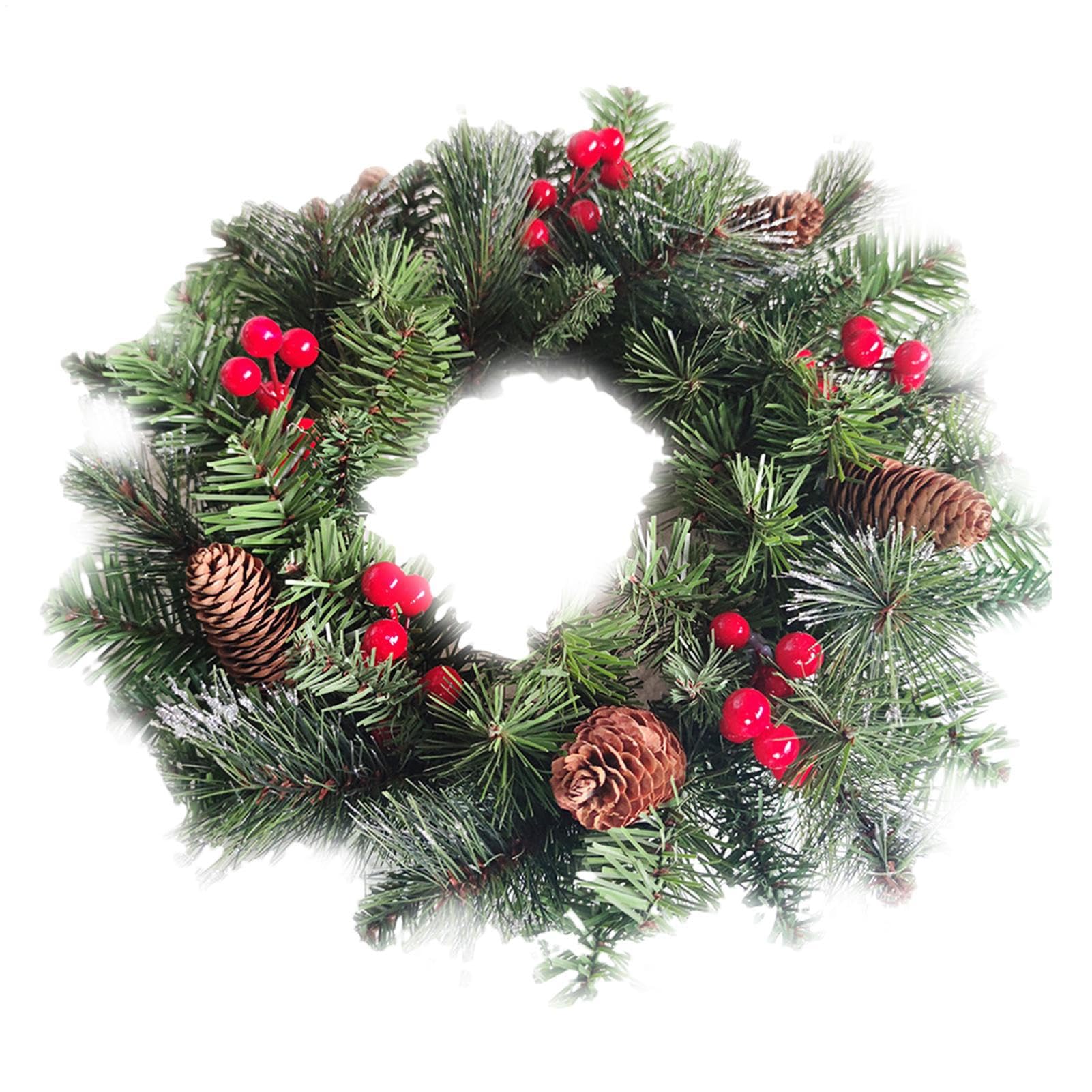 Couronne de Noël réaliste pour porte extérieure sans perte d'aiguilles