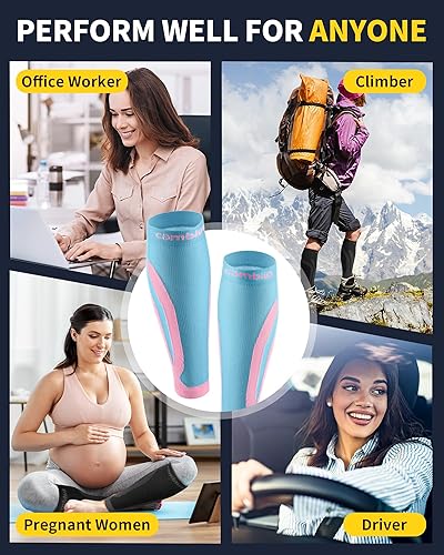 Vista 84 de CAMBIVO 3 pares de mangas de compresión de pantorrilla para hombres y mujeres, calcetines de compresión sin pies para espinillas, alivio del dolor