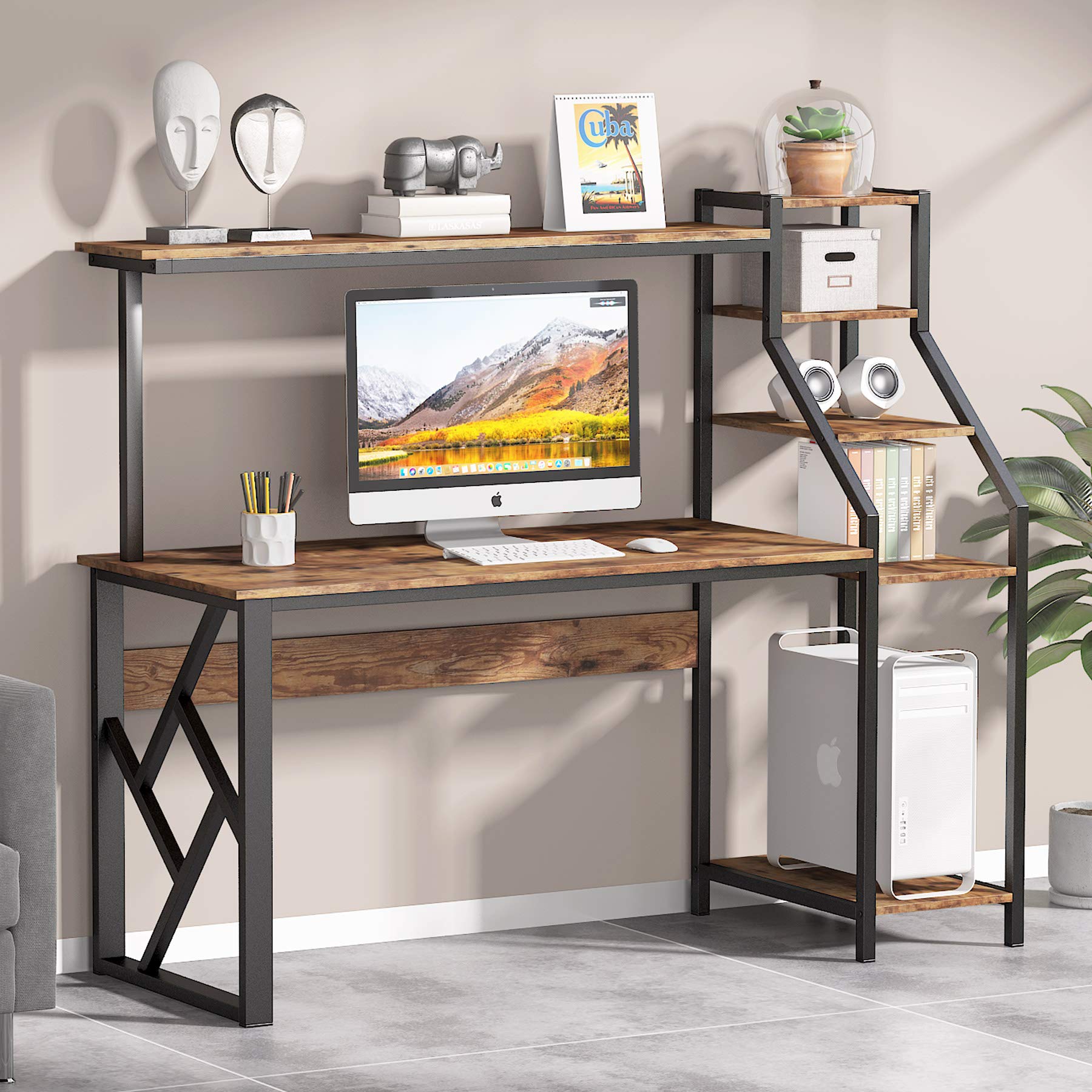 Tribesigns Computer Desk With Storage Shelves And Hutch Office Desks ...