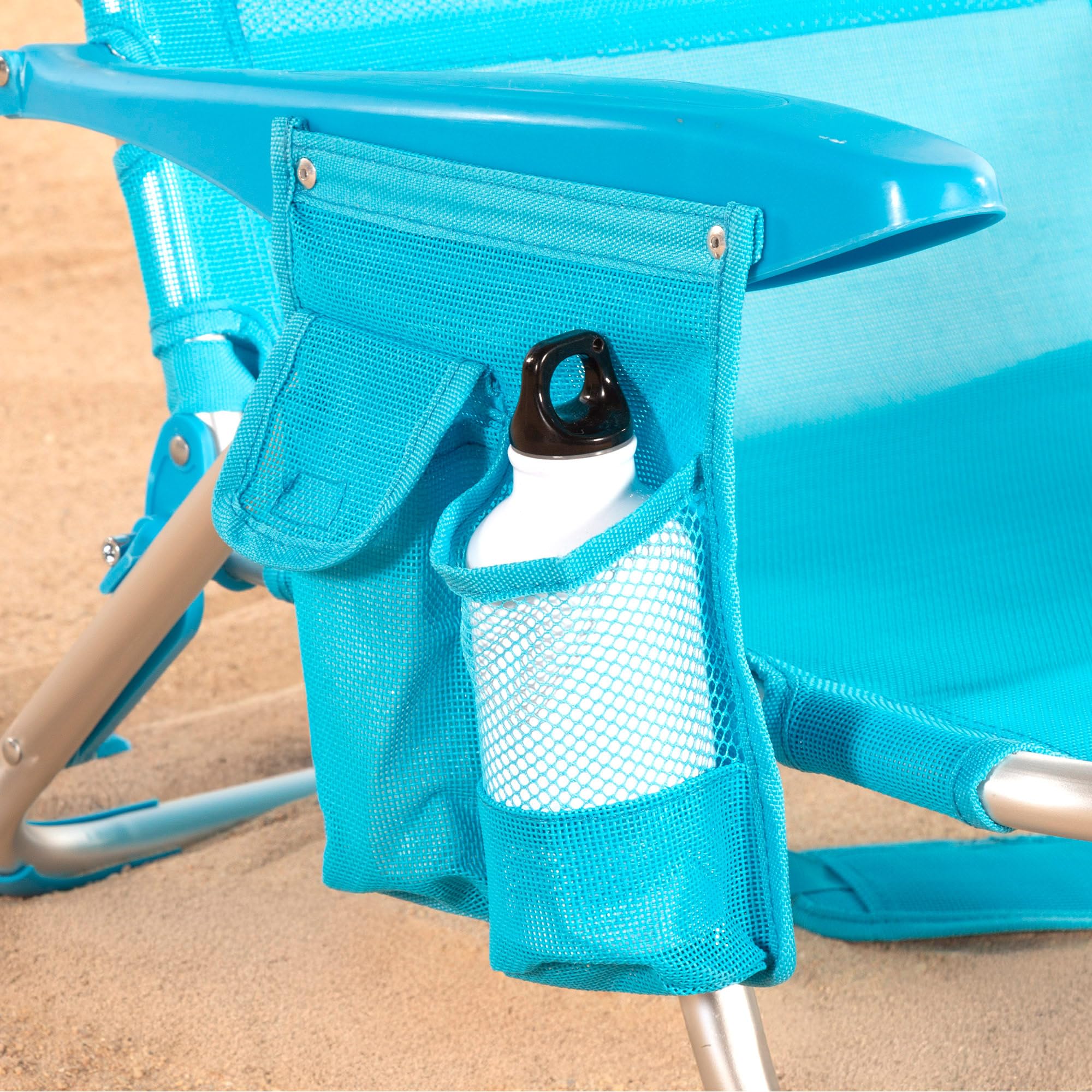 AKTIVE Pack 2 Sillas de Playa Plegables, Sillas multiposición 51x45x76 cm, Reclinables, 4 Posiciones, con reposacabezas, hasta 110 kg, con Bolsillo, Plegables con asa, Azul (85529)
