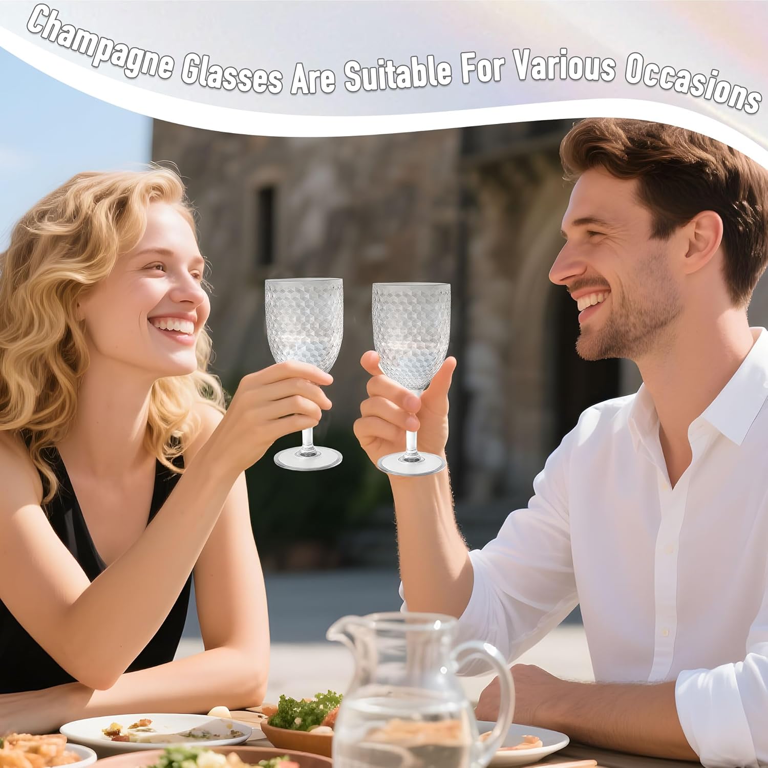 Plastic Wine Glasses 13oz, Acrylic Goblets Toasting Glassware, Unbreakable Cups Drinking Glasses for Valentine’s Day, Bar Party, Wedding (10, Clear) - Image 6