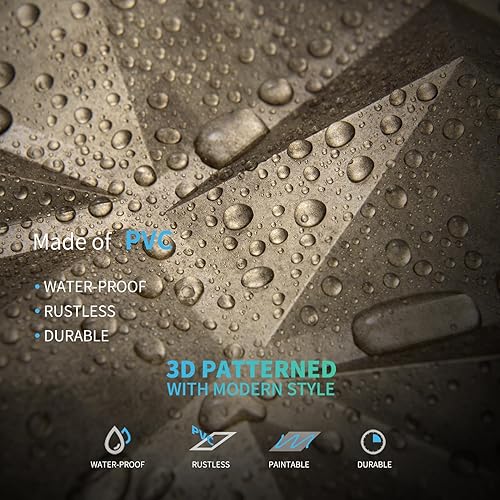 Vista 15 de Art3d 3D Revestimiento con textura 3D para pared, color gris diamante, 19.7 x 19.7 pulgadas (12 unidades)