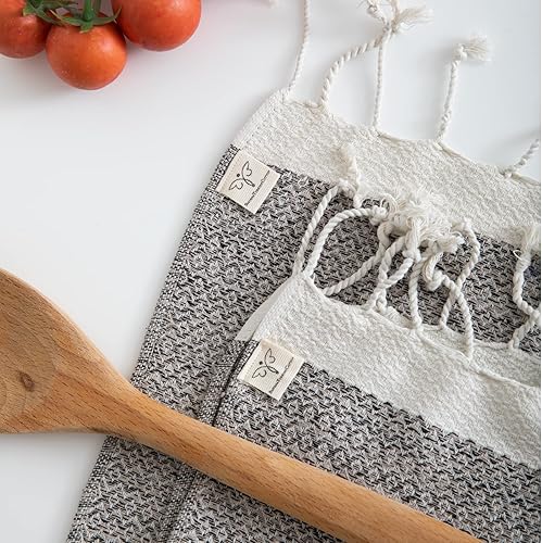 Miniatura 2 de SMYRNA TURKISH COTTON Juego de 4 paños de cocina de la serie Herringbone, 100% algodón, de 15 x 26 pulgadas, lavables a máquina, suaves,