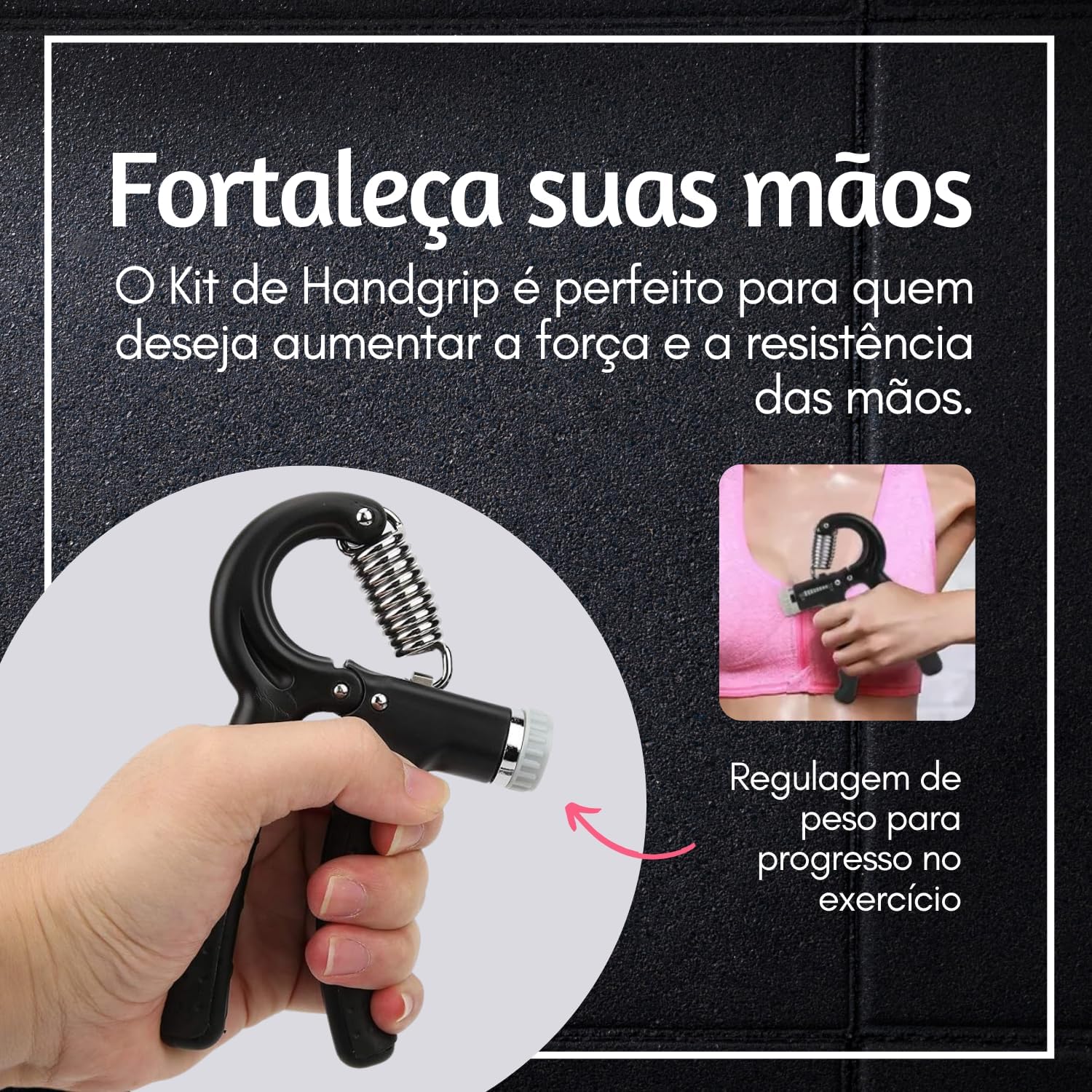 Kit Hand Grip Vmstark Kit Treino Manual Academia Preto Com Bolsinha