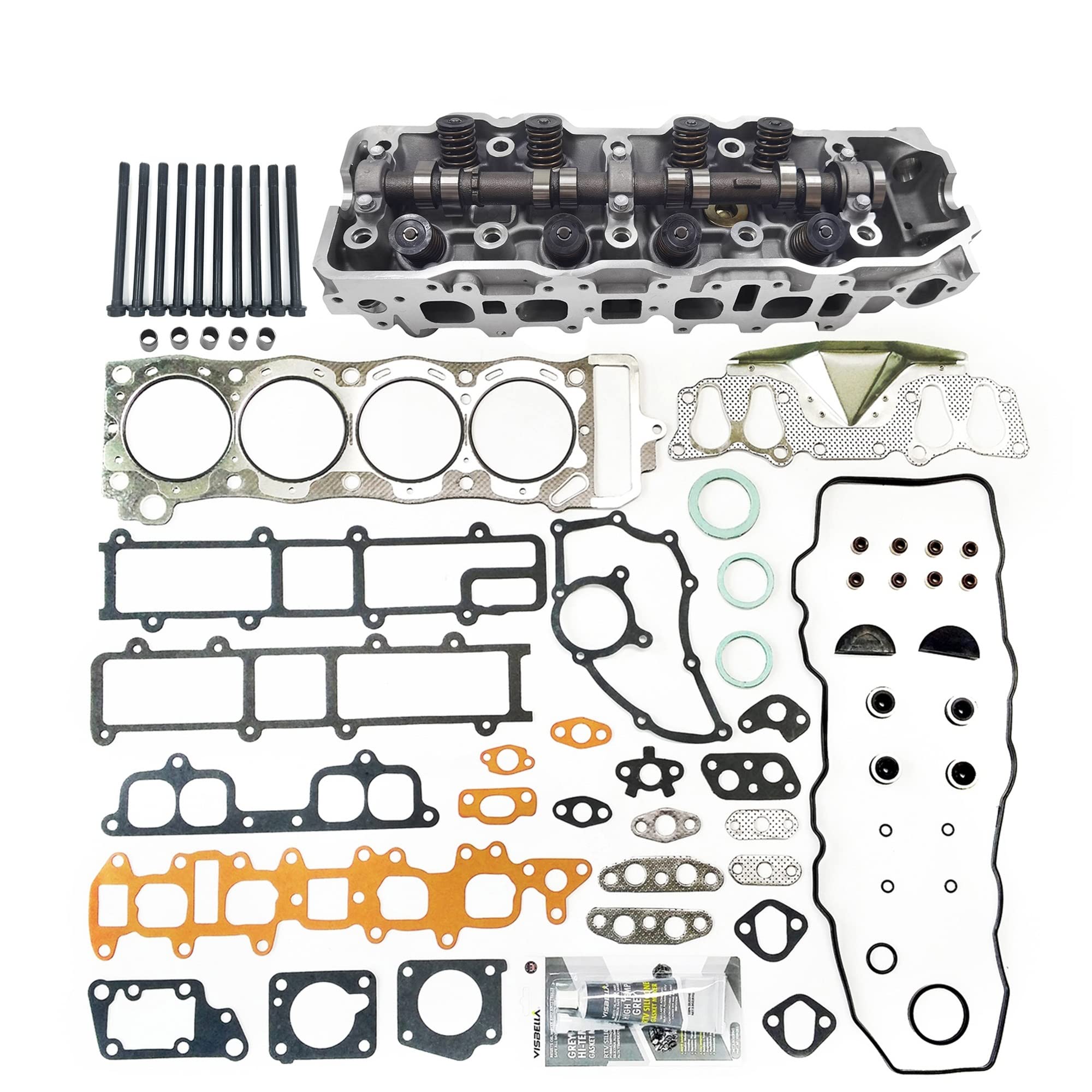 Partsflow Cylinder Head &amp; Head Gasket Set w/Bolts for 1985-1995 Toyota 4Runner for 1985 Toyota Celica for 1985-1995 Toyota Pickup OE#11101-35080 2.4L 2366CC L4 SOHC 8V ENG. Code "22R, 22RE, 22REC"