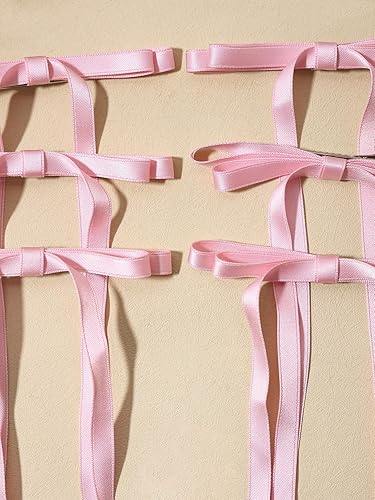 Miniatura 7 de LFOUVRE Lazo rosa para el cabello, 6 lazos para el cabello para mujeres, pinzas para el cabello rosa para niñas, lazo rosa con borla, cintas de pelo