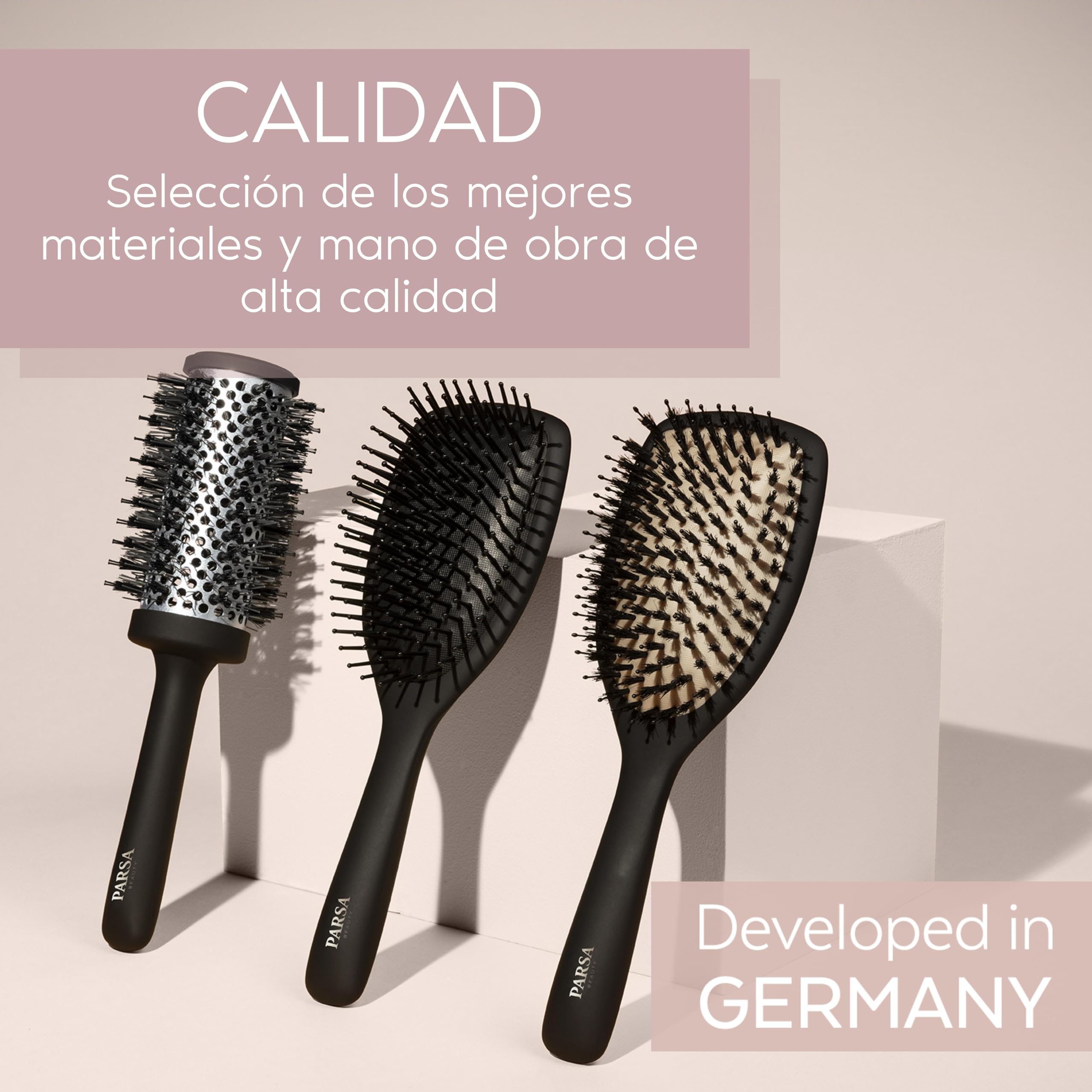 Parsa Beauty Cepillo Profesional de Tratamiento Keratina + Biotina (Cepillo de pala) – Cepillo para Alisar y Cuidar el Cabello – Cepillo para Cabello Rizado – Cepillo para Cabello Largo