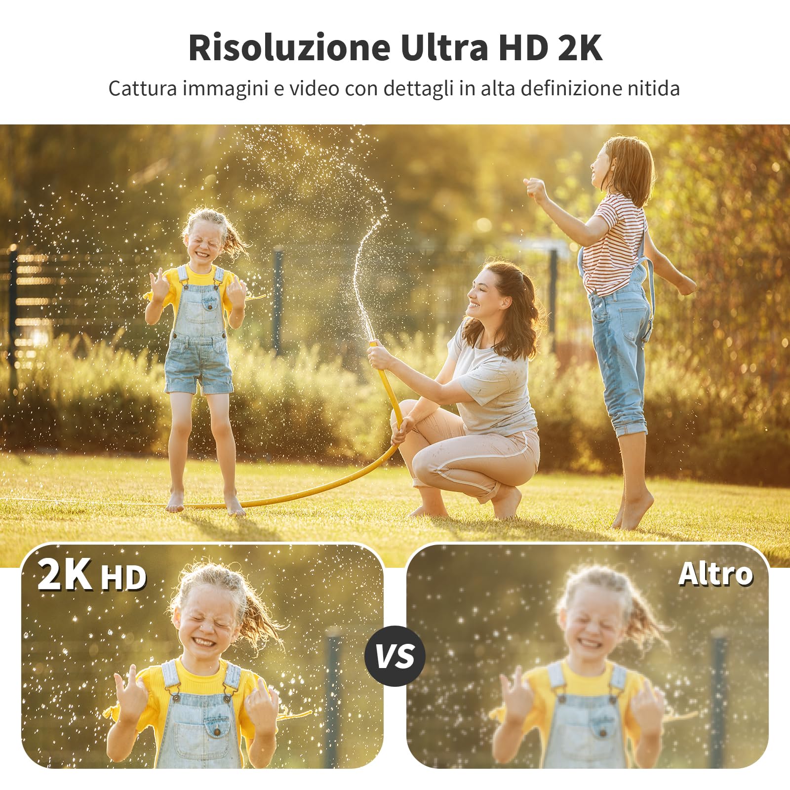SEHMUA Telecamera Wi-Fi Esterno Batteria Senza Fili | 360° Videocamera Sorveglianza Esterno Solare Videosorveglianza Esterno Visione Notturna a Colori-1Pack