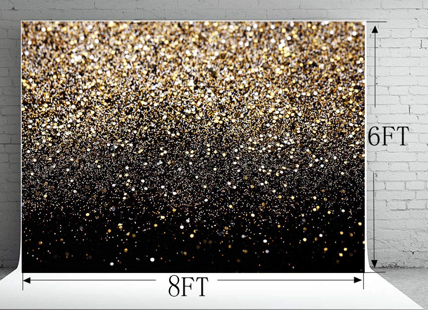 WOLADA 8x6FT Gold Backdrop Glitter Backdrop Gold Spots Bokeh Backdrop