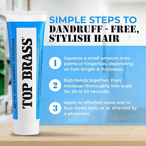 Miniatura 3 de Top Brass Crema anticaspa para el cabello para hombres y mujeres, crema para el cabello para peinar infundida con cera de abejas y candelilla,