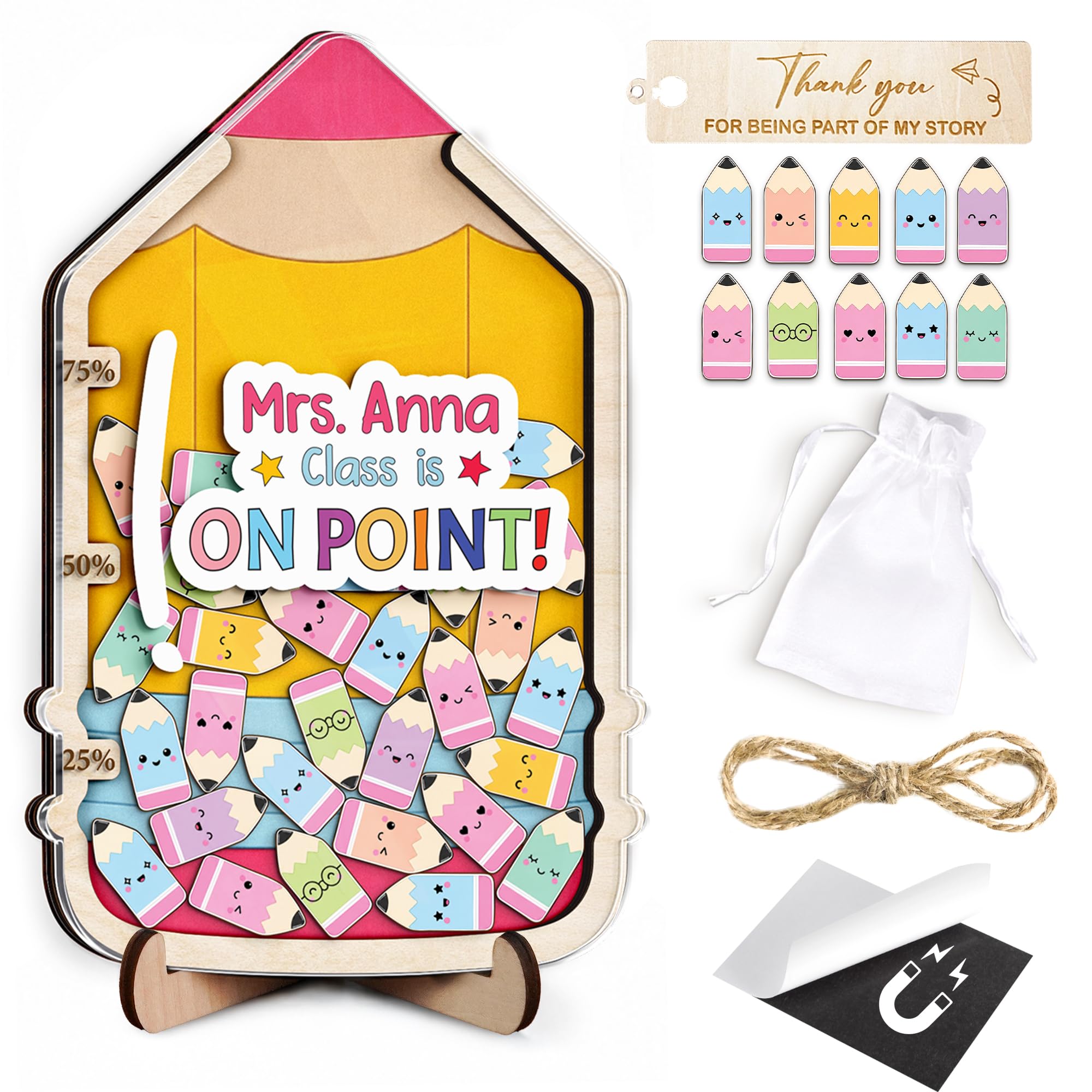 Personalized Pencil Magnetic Reward Jar, Class Reward Jar for Teacher