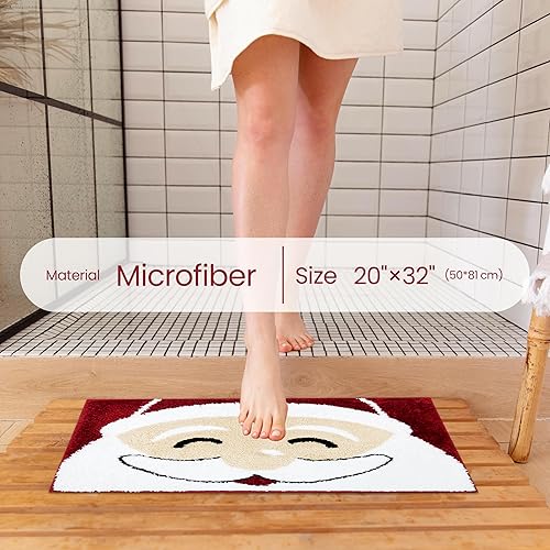 Miniatura 3 de Indecor Home Alfombra de baño de Navidad con respaldo antideslizante, decoración del hogar, microfibra súper suave y absorbente, alfombra de ducha