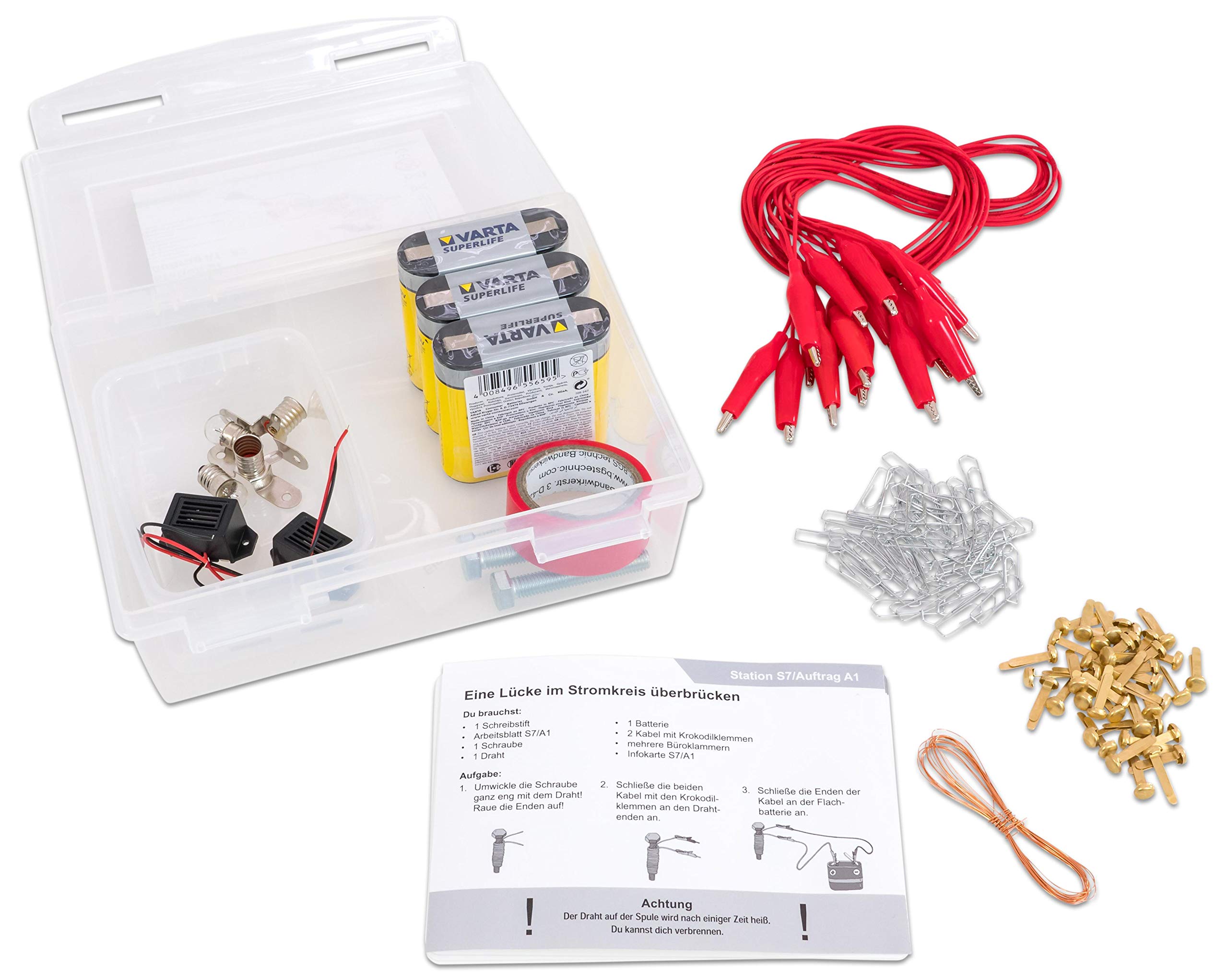 Betzold 757790 - Caja de estaciones Electricidad y circuitos Experimentos con electricidad, física