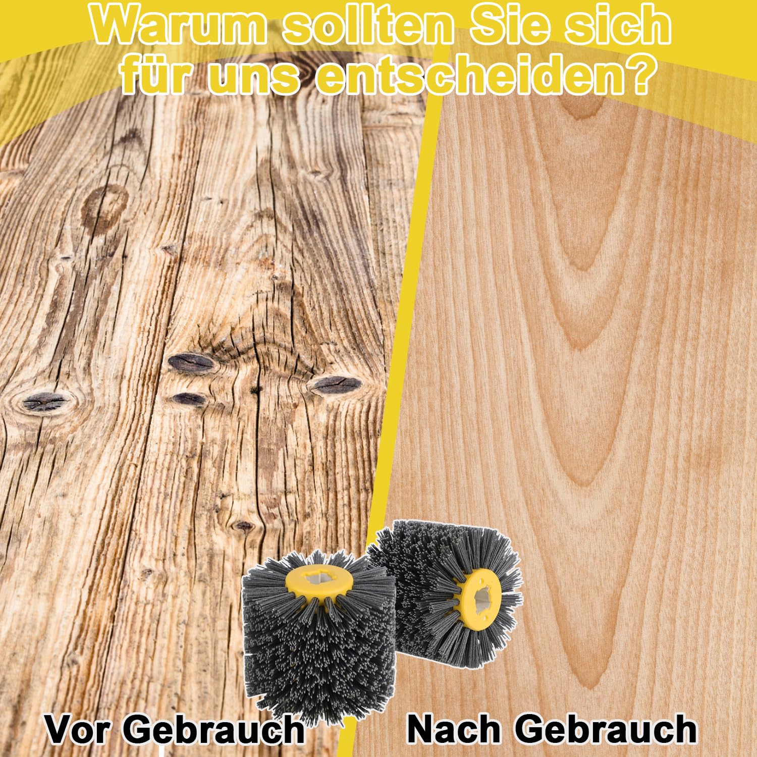Schleifnylon-Drahtziehrad-Trommelbürsten – 120 Korn 120x100mm Polierwerkzeug | Bürste für Holzmöbel & Boden-Oberflächenbearbeitung​​ (120#)