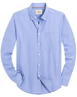Alimens & Gentle Mens Solid Oxford Shirt Long Sleeve Dress Shirt Work Casual Button Down Shirts with Pocket