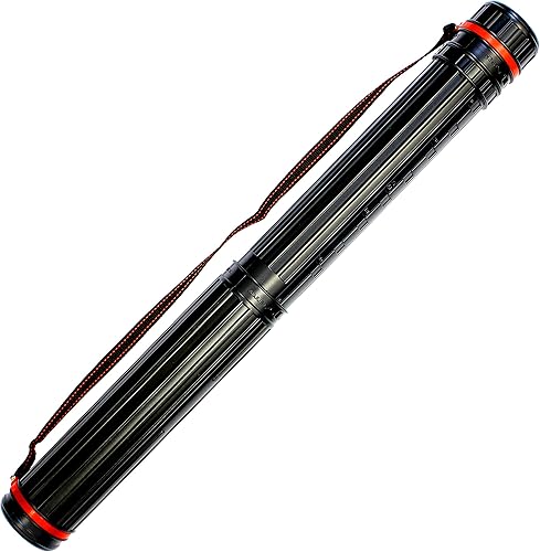 VViViD Tubo de almacenamiento telescópico negro de 25 a 40.75 pulgadas, con correa de transporte, para carteles, documentos, arte, planos y más