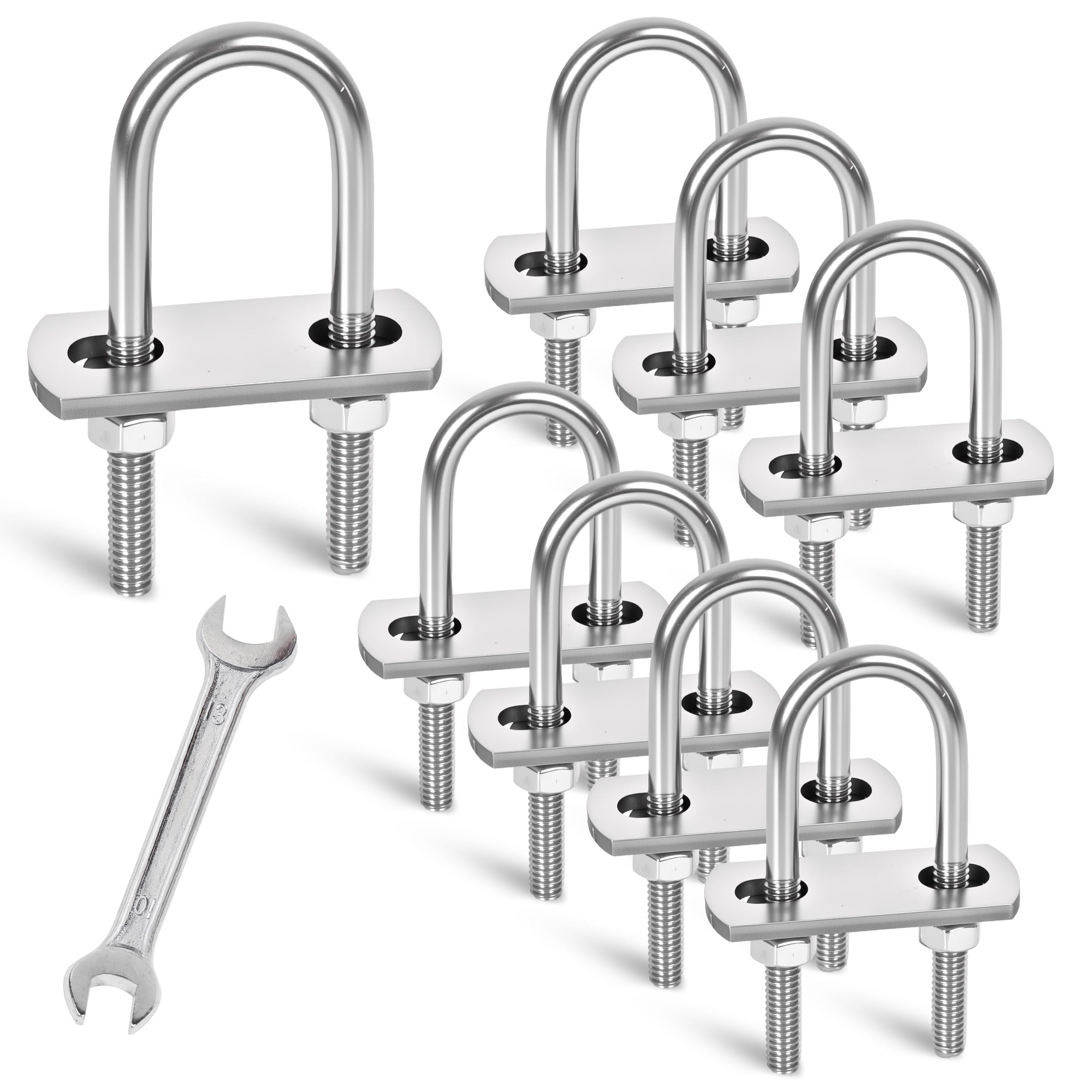 M8 U-Bolts - 4 Sets Stainless Steel -27