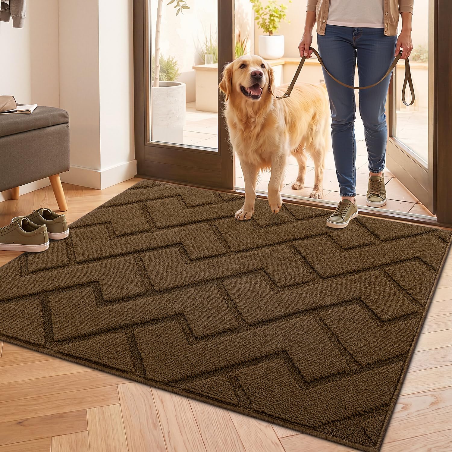 Felpudo absorbente para entrada Biscpro de 80x100 cm con alfombrilla antideslizante lavable