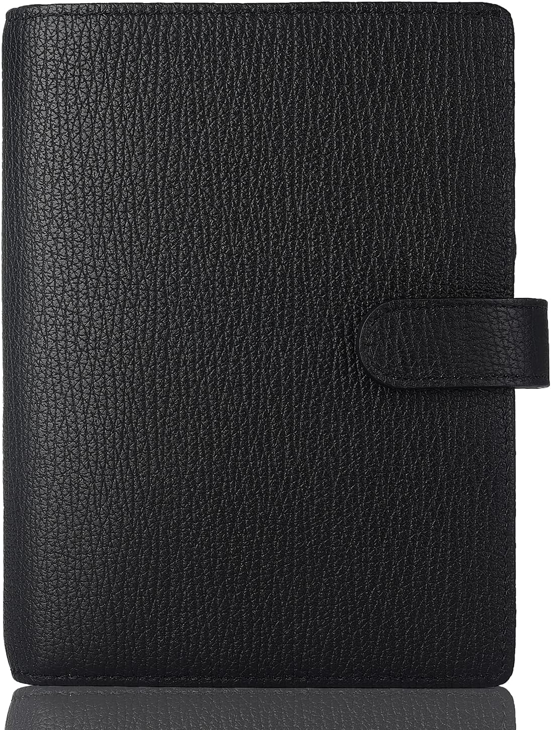 Genuine Leather a6 Planner Cover with Pen Loop Card Slots Zipper Pockets, Personal Organizer Cover, Compatible with Most A6 size Planners notebooks (Black)
