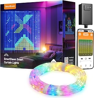 540 RGBIC LEDs Smart Curtain Lights with DIY GIF, 4.9x6.6ft Color Changing Christmas Wall Lights with APP, IP65 Waterproof String Fairy Lights for Indoor Outdoor Bedroom Window Garage