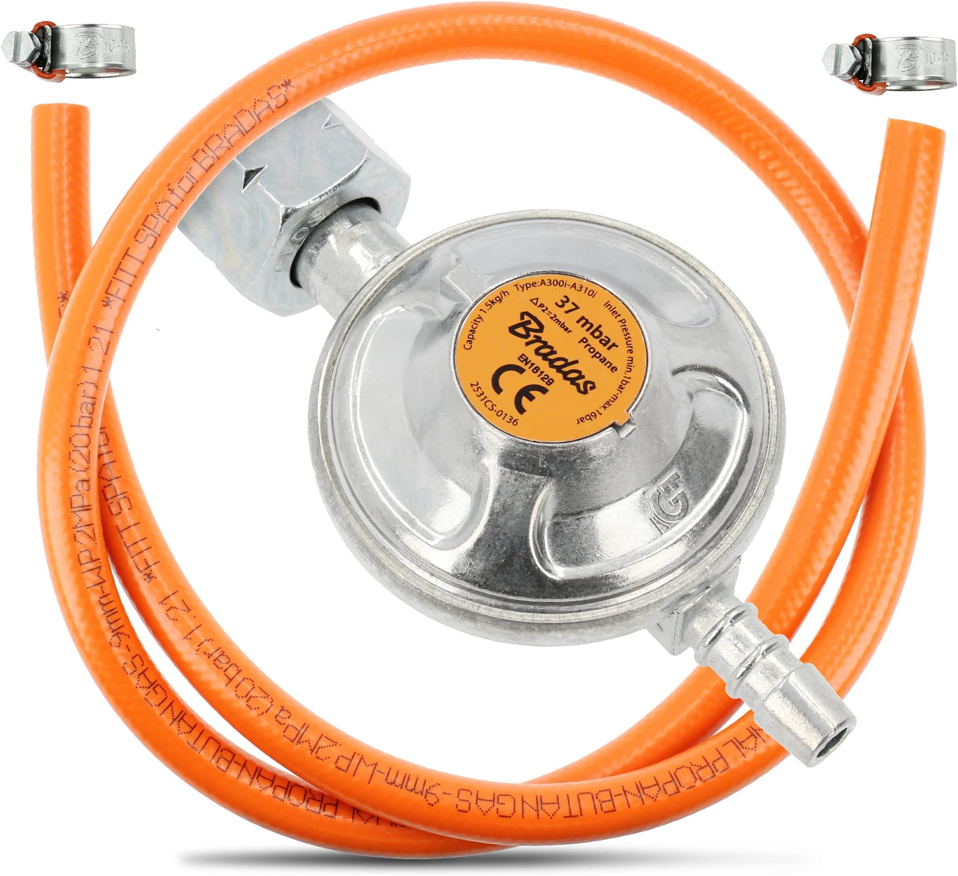 REGOLATORE ALTA PRESSIONE CUCINE STUFE BARBECUE GAS 2M DI TUBO