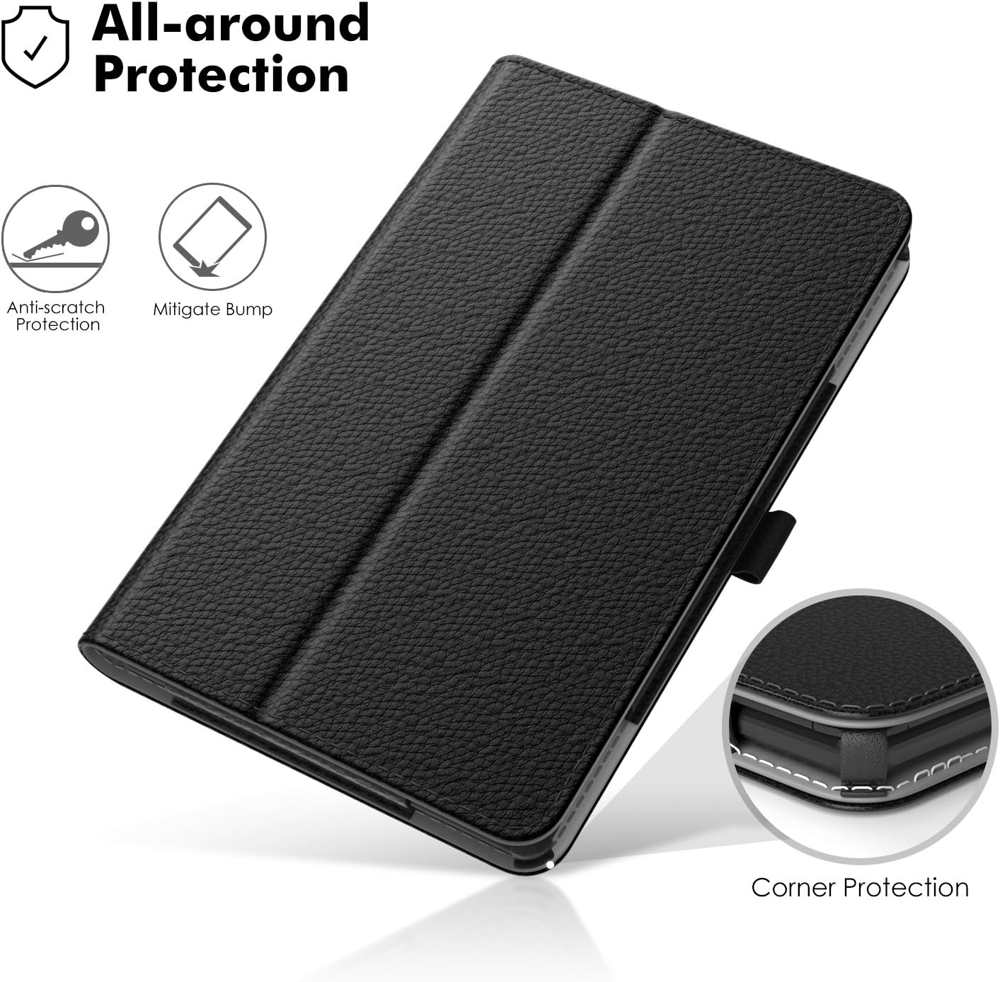 TiMOVO Case Compatible for Fire 7 (7th Generation, 2017 Release) - Slim Folding Stand Cover with Auto Wake/Sleep Fit Amazon Fire 7 Inch Tablet, Will Not Fit Fire 7 2019 (9th Gen) - Black