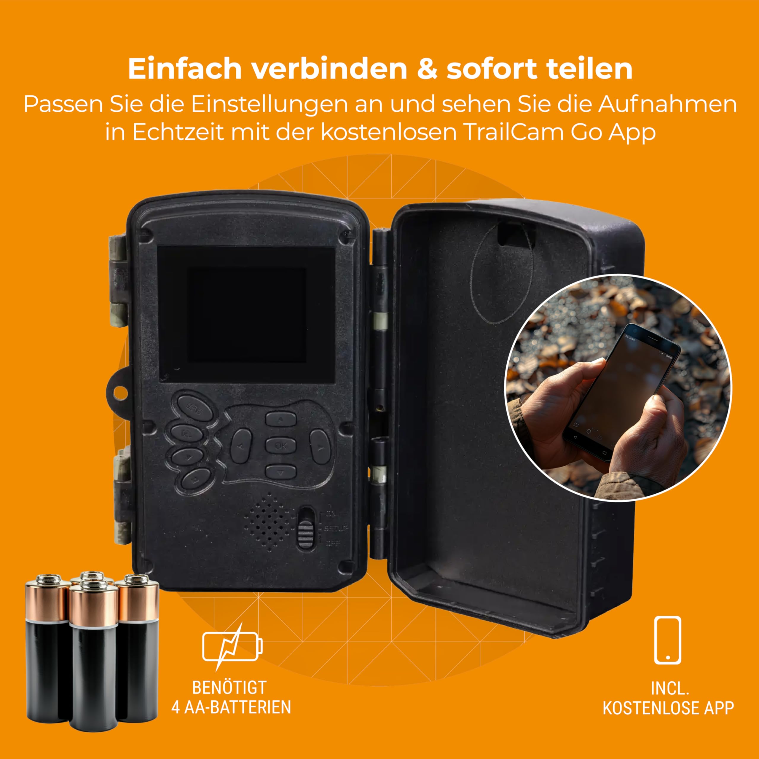 Denver WCT-8026W Digitale Wildkamera mit Wi-Fi, 48MP Foto, 4K Video, 120° Blickwinkel und IP65 Wasserdicht & bis zu 8 Monate Standby