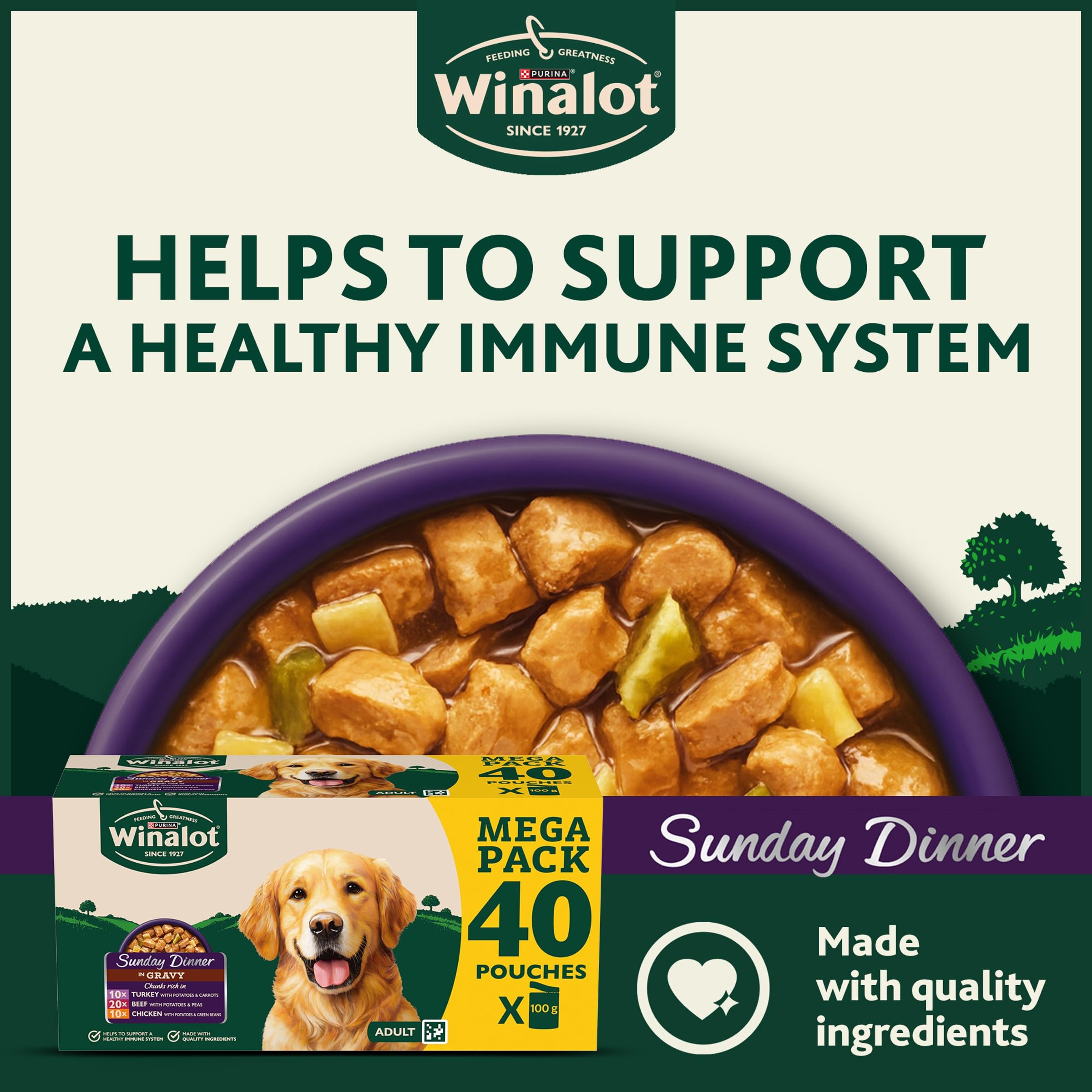 WINALOT Sunday Dinner Mixed in Gravy Wet Dog Food Pouches 40x100g - 5