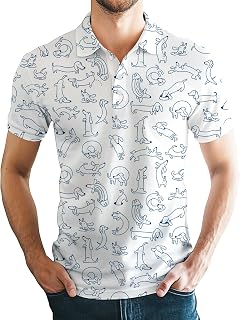 Funny Golf Shirt for Men All Over Print Pattern Novelty Performance Lightweight Breathable Moisture Wicking Polo Shirts
