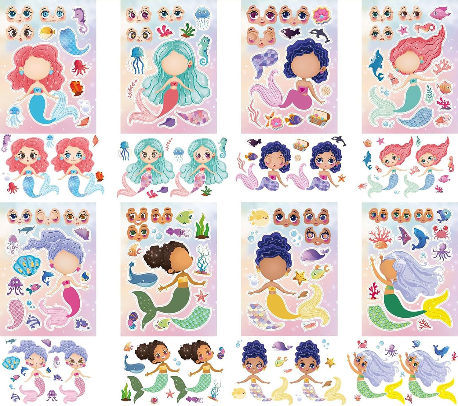42 PCS Make-a-face Sticker Sheets Large Stickers for Kids Make Your Own Mix and Match Sticker Play Set Reusable Stickers Fantasy Kids Arts and Crafts Activity Party Favor Supplies Craft image 2