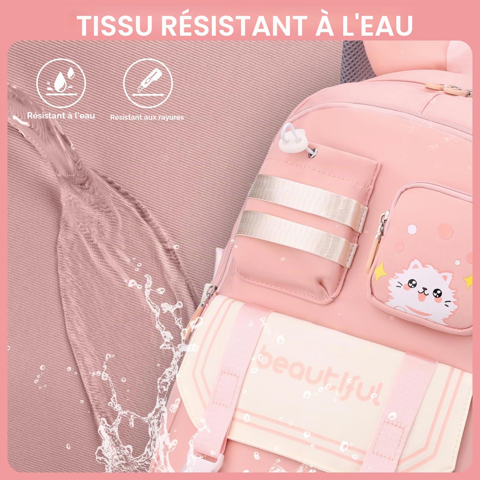 Amythe Cartable à Roulettes pour Filles 9 à 16 ans, 6 Roues 28L Rose