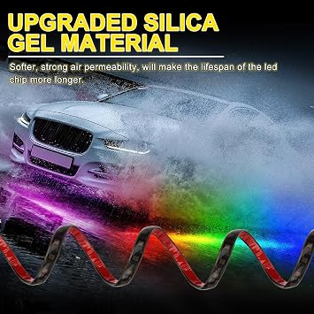 Exterior Car Underglow LED Strip Lights, 6PCS Dream Color Chasing Neon Accent Lights Kit, 16 Million Colors Waterproof Sound Actived Underbody System Lights, Bluetooth APP Control, DC 12V