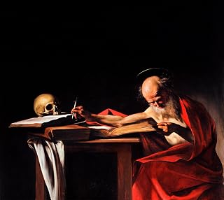 Get Custom Art - Caravaggio, Saint Jerome Writing - Gallery Wrapped Canvas Wall Decor - 16x24 Inches