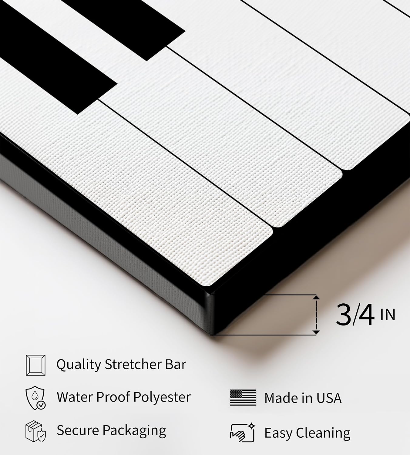 Poster Master Piano Keys Canvas - Jazz Print - Music Art - Minimal Gift for Men, Women & Musician - Modern Wall Decor for Bedroom, Living Room, Dorm or Music Room - 8x10 STRETCHED Canvas