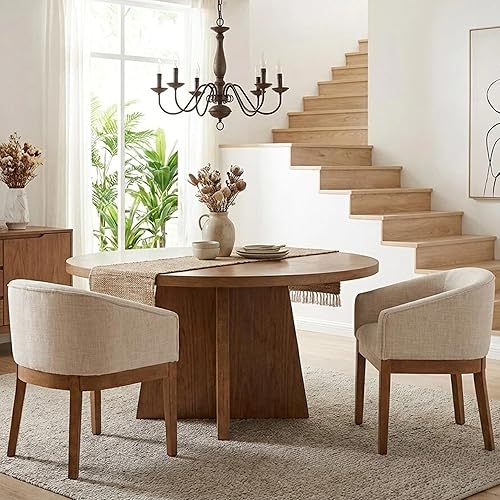 Wahson Mid Century Barrel Dining Chairs Set of 2, Beige