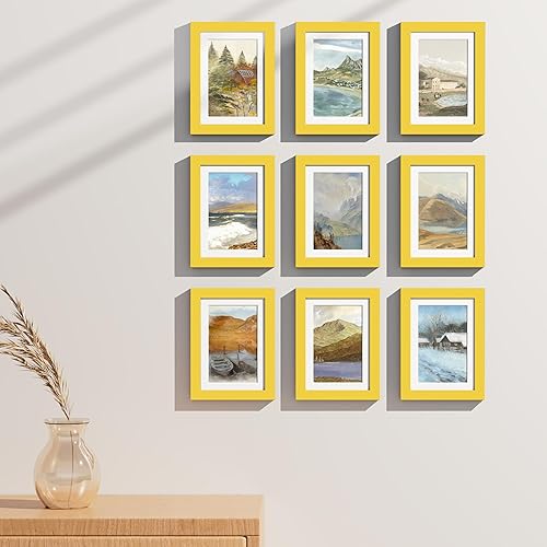 Vista 69 de Vittanly - Juego de 9 portarretratos, plexiglás resistente a rupturas, exhibe fotos de 12 x 12 pulgadas o, con paspartú, de 8 x 8 pulgadas, marcos