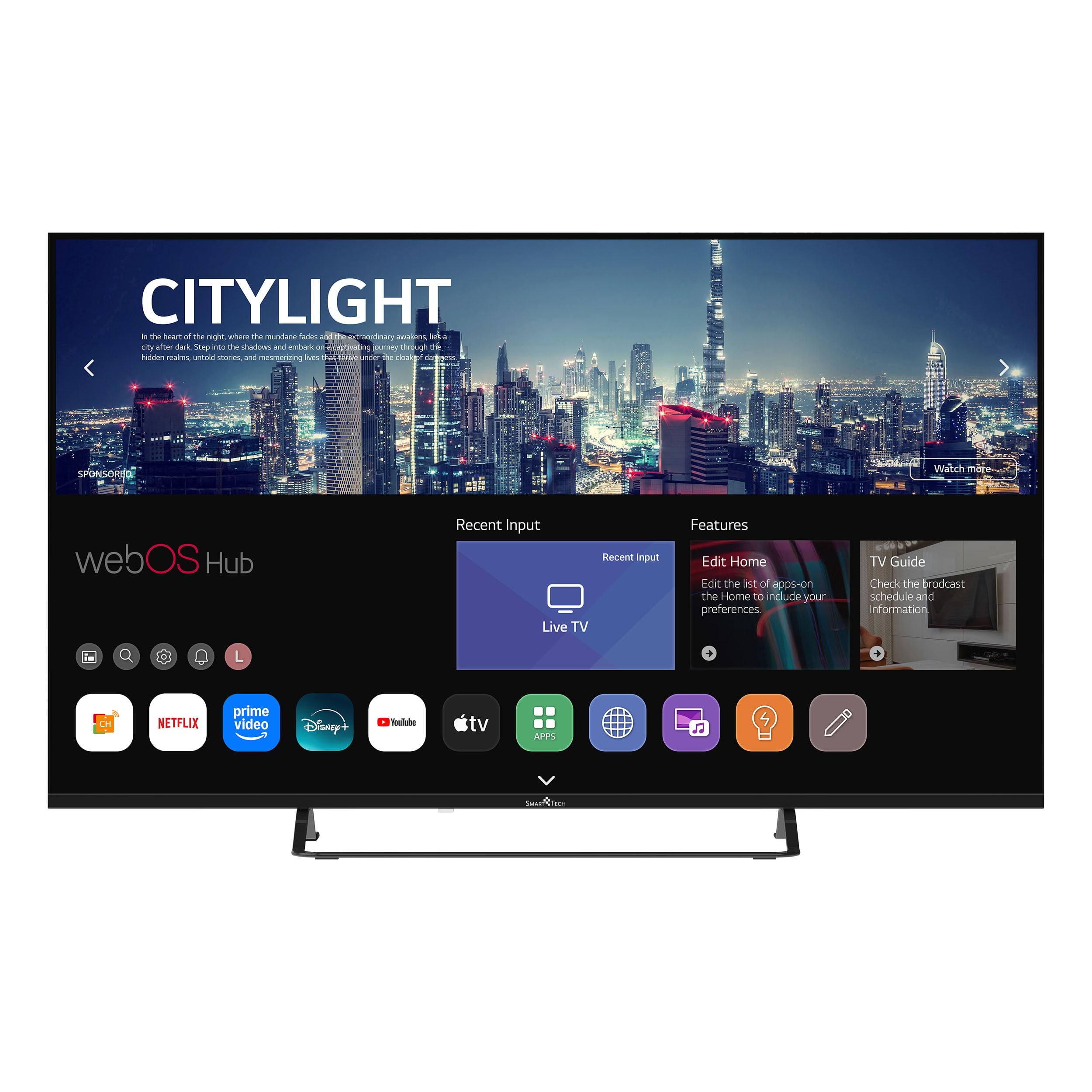 Smart Tech 50UW02V3, webOS Smart Television, 50 Pulgadas (127 cm), 4K UHD, 3*HDMI; 2*USB; WiFi