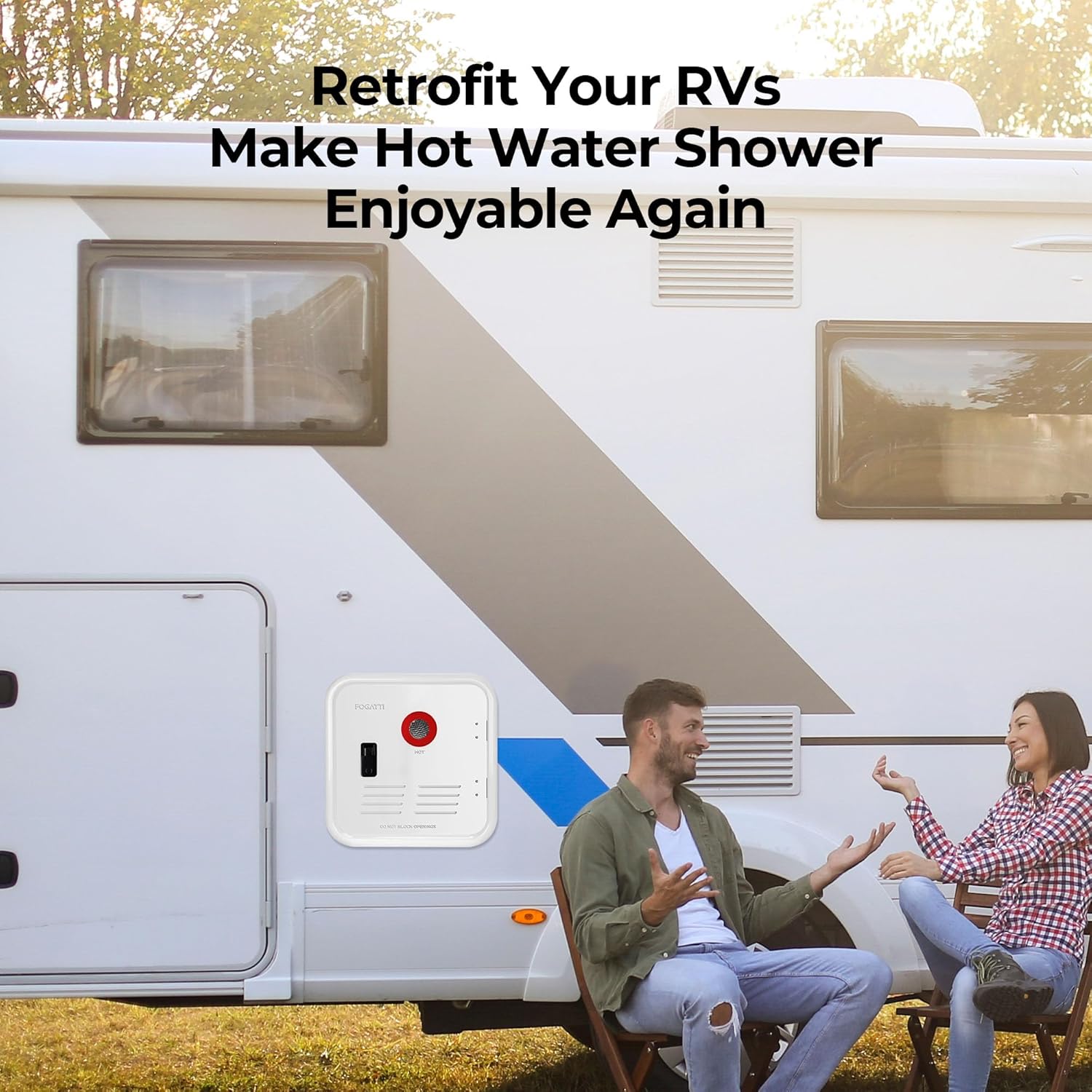 FOGATTI InstaShower 8Plus with 15"x15" RV Water Heater Door Ring