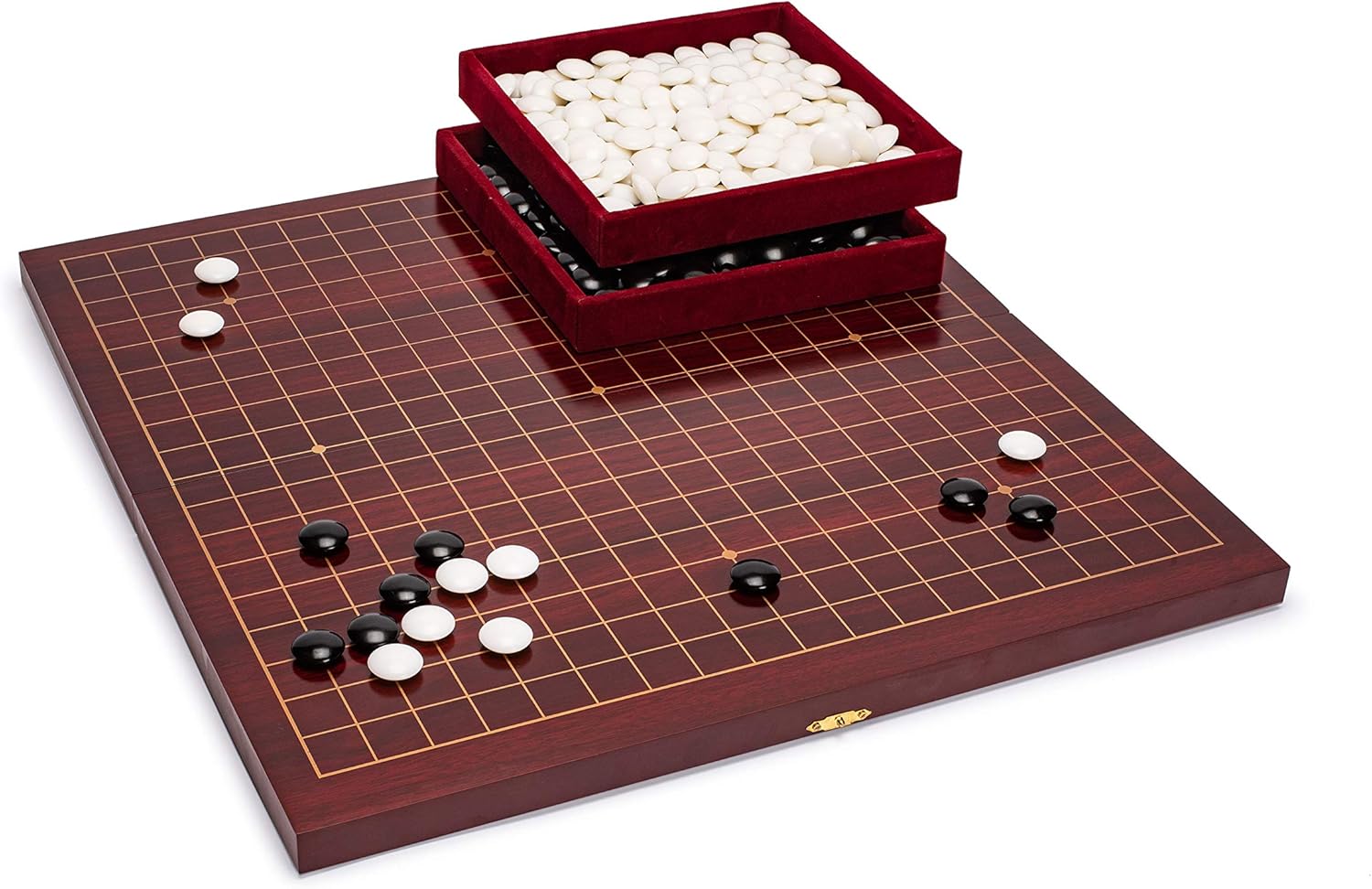 Uр Tо 40% оƒƒ Yellow Mountain Imports Dark Cherry Pattern 0.8-Inch Folding Go Game Set Board with Double Convex Melamine Stones - Classic Strategy Board Game (Baduk/Weiqi)