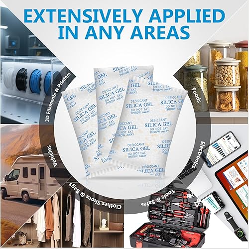 Vista 6 de Absorbentes de humedad – 3.53 oz 16 paquetes de gel de sílice paquetes de sílice de grado alimenticio con indicador de color, paquetes de desecantes