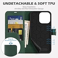 Vista 5 de SHIELDON Funda para iPhone 13 Pro, piel auténtica para iPhone 13 Pro 5G, con soporte de bloqueo RFID, ranuras para tarjetas, funda magnética a