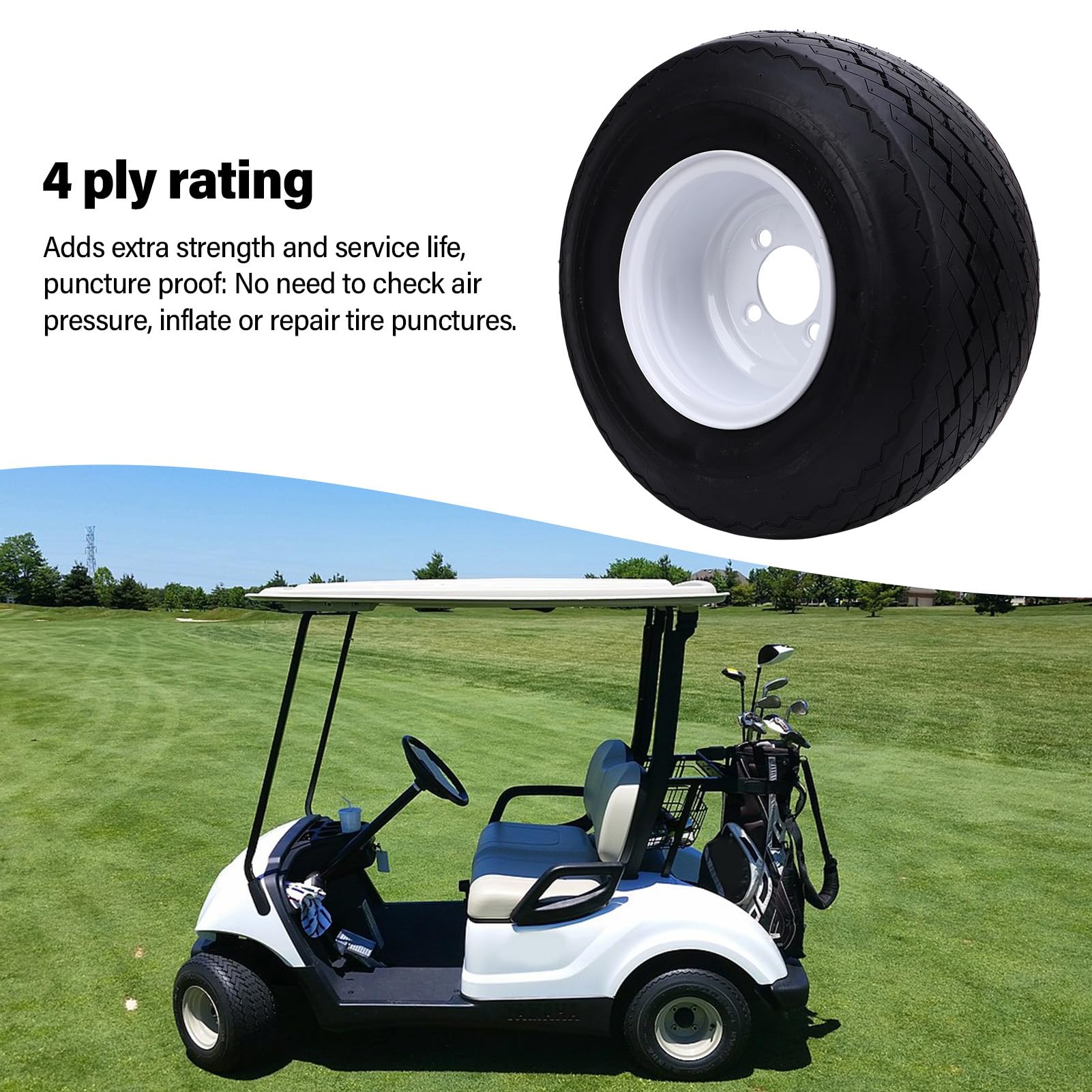 Asixxsix 18x8.50-8 Neumáticos de Cortacésped con Borde, 4 Pernos 4 Capas de Neumáticos sin Tubería y Conjunto de Ruedas, Neumático de Césped de Goma Delantero/Trasero para Montar