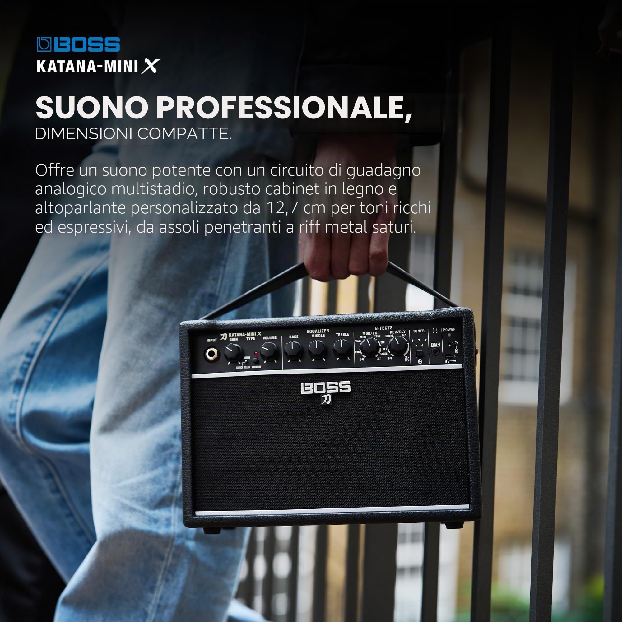 Boss Katana-Mini X - Amplificatore portatile per chitarra, 10 Watt, 1 x 5"