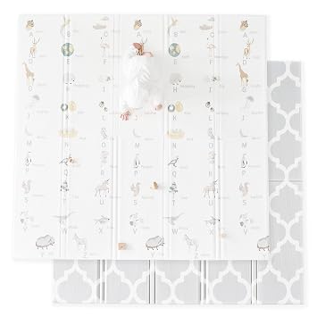 Fortella Extra Large Baby Play Mat for Playpens, 71.5x70 Reversible & Waterproof, Certified Non-Toxic Foam Mat, 0.6 Thick Foldable Playmat with Travel Case for Tummy Time & Crawling, Indoor Outdoor