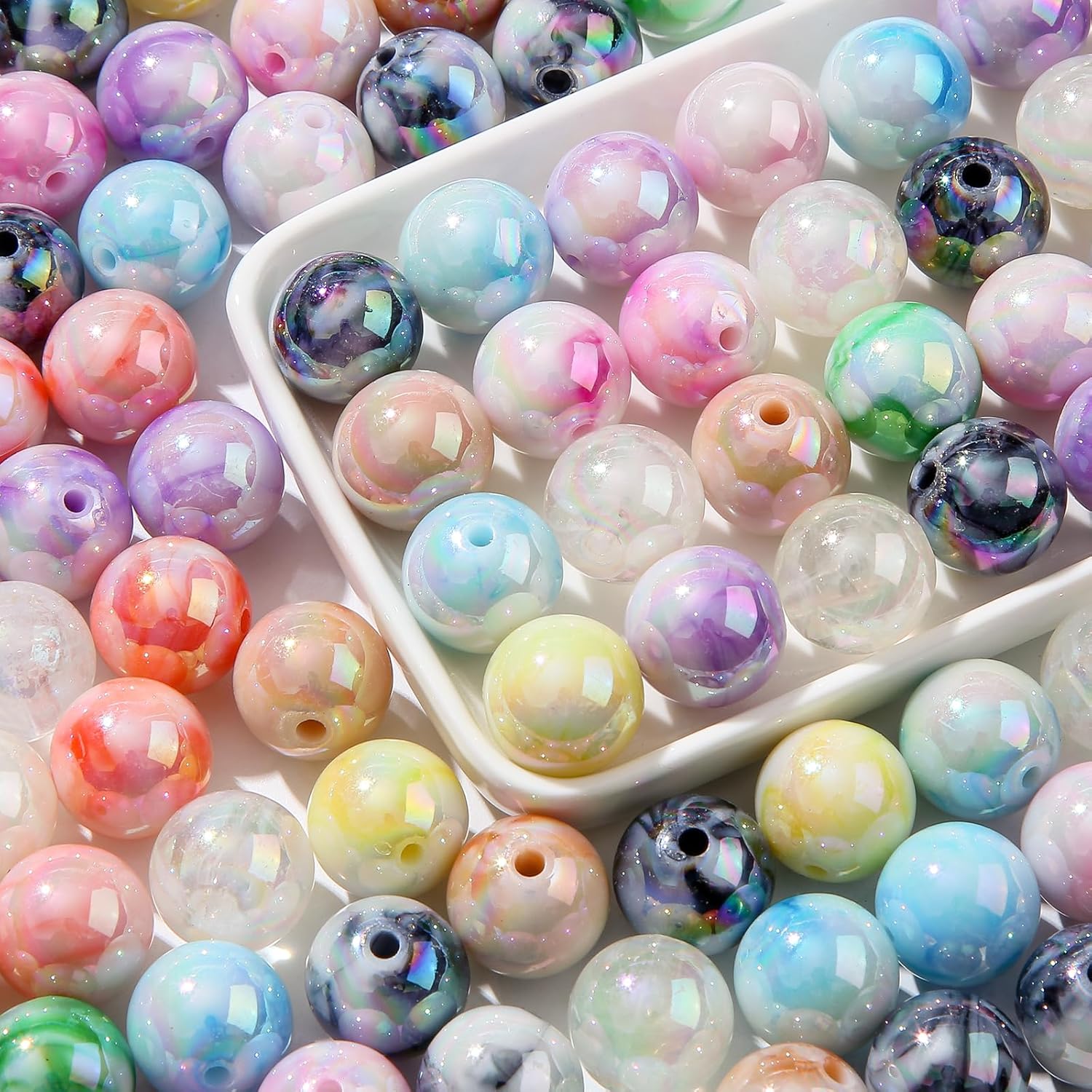 16mm Acrylic Beads 100pcs Ab Color Cloud Bead Pen Bubblegum Beads DIY Beading Hairband Bracelets Necklace Craft for DIY Jewelry Making (Double Cloud) - Image 5