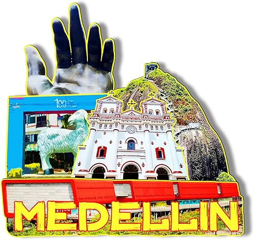 Medellín Colombia - Imán de madera 3D para nevera, viajes, coleccionables, recuerdos, decoraciones hechas a mano, 2